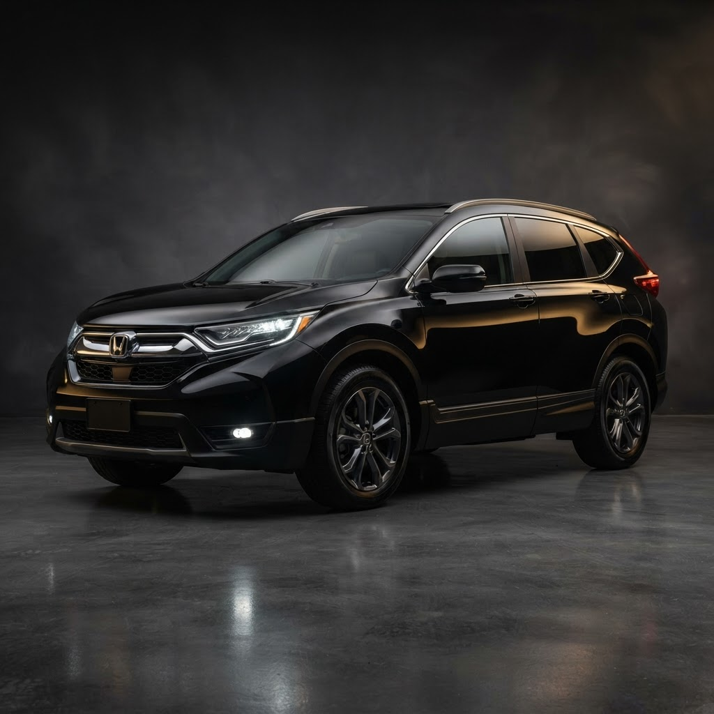 Honda CR-V negro, vista frontal tres cuartos